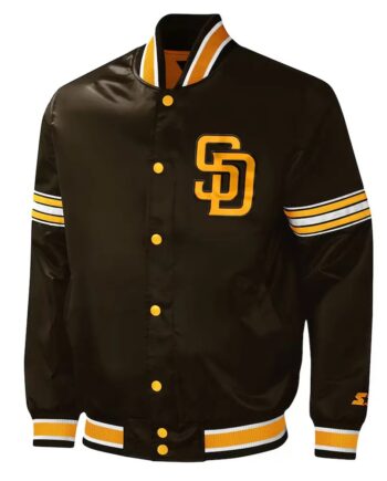 San Diego Padres Midfield Brown Varsity Satin Jacket - Modajacket