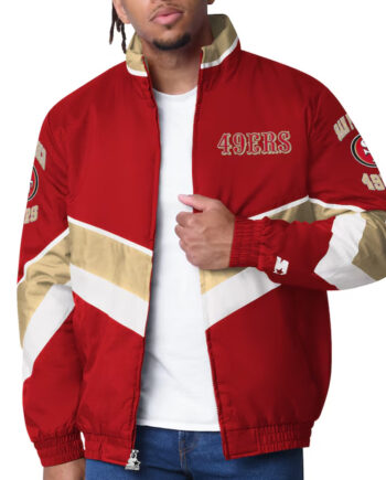 San Francisco 49ers Captain Scarlet Varsity Satin Jacket - Modajacket