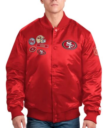 San Francisco 49ers Exclusive Scarlet Varsity Satin Jacket - Modajacket