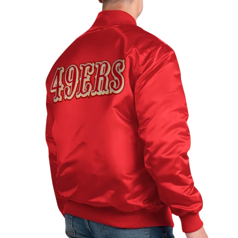 San Francisco 49ers Exclusive Scarlet Varsity Satin Jacket 2 San Francisco 49ers Exclusive Scarlet Varsity Satin Jacket