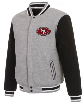 San Francisco 49ers Varsity Gray and Black Wool Jacket - Modajacket