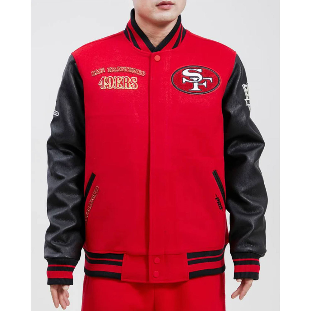 San Francisco 49ers Varsity Red and Black Jacket 1 San Francisco 49ers Varsity Red and Black Jacket - Modajacket