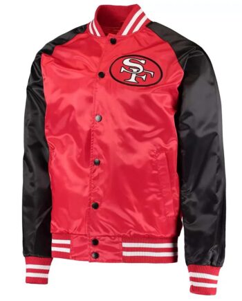 San Francisco 49ers Lead-Off Red/Black Varsity Satin Jacket - Modajacket