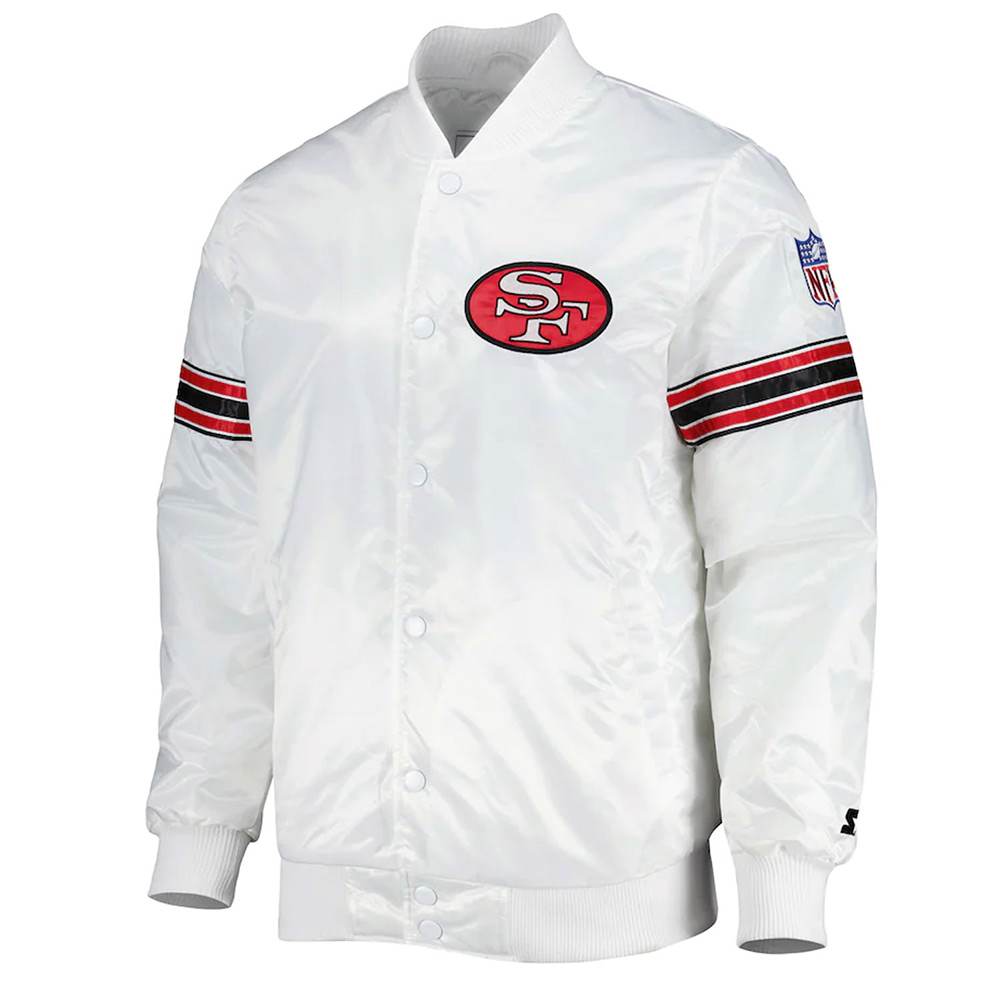 The Power Forward San Francisco 49ers White Satin Jacket 1 The Power Forward San Francisco 49ers White Satin Jacket - Modajacket