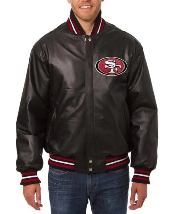 San Francisco 49ers Varsity Black Leather Jacket - Modajacket