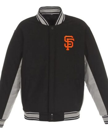 Gray/Black San Francisco Giants Varsity Wool Jacket - Modajacket