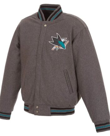 San Jose Sharks Gray Varsity Wool Jacket - Modajacket
