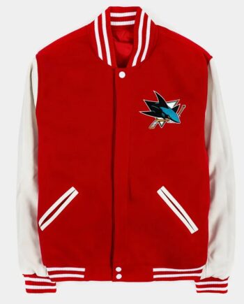 San Jose Sharks Red and White Varsity Jacket - Modajacket