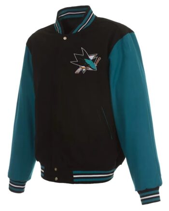 San Jose Sharks Teal and Black Varsity Wool Jacket - Modajacket