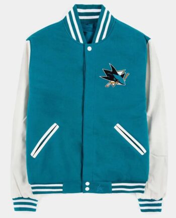 San Jose Sharks Teal and White Varsity Jacket - Modajacket
