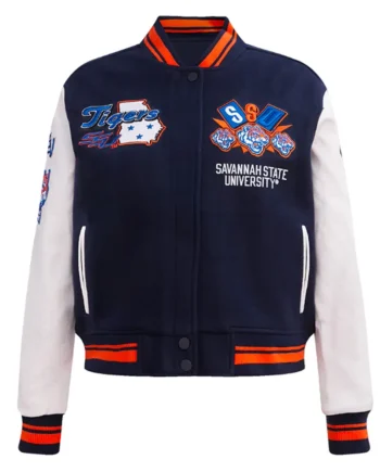 Savannah State University Homecoming Navy Varsity Jacket - Modajacket