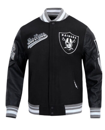 Las Vegas Raiders Script Tail Classic Rib Varsity Jacket - Modajacket