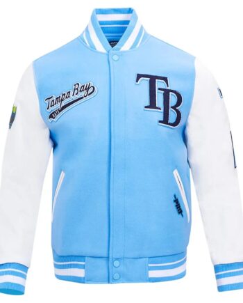 Tampa Bay Rays Script Light Blue Varsity Jacket - Modajacket