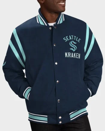 Seattle Kraken Tailback Navy Varsity Jacket - Modajacket