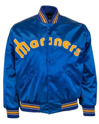 1982 Seattle Mariners Bomber Blue Satin Jacket - Modajacket