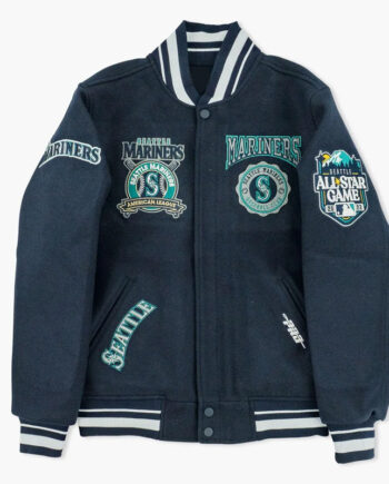Seattle Mariners Crest Navy Varsity Wool Jacket - Modajacket