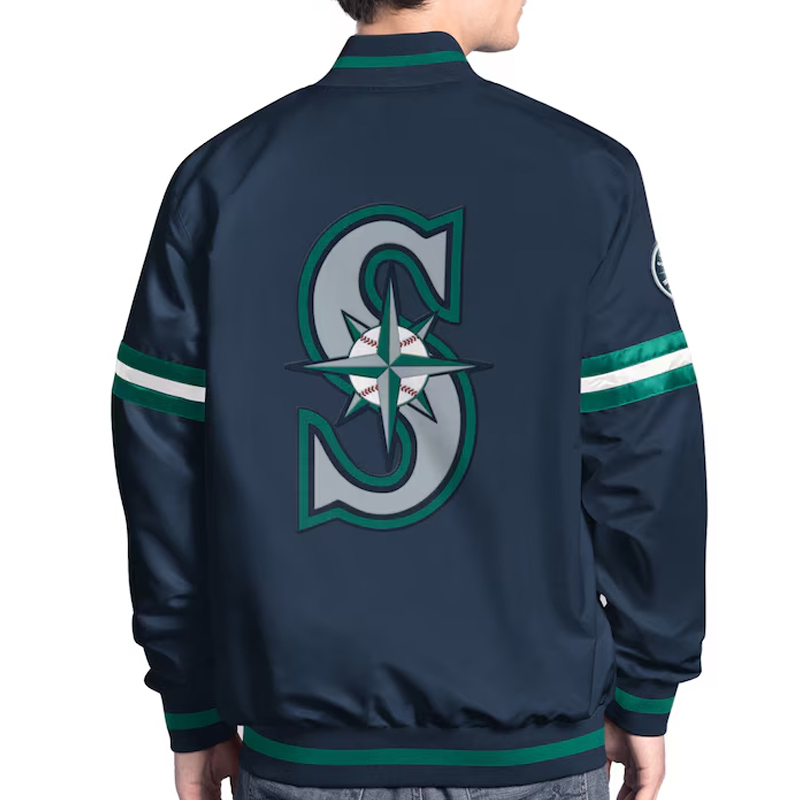 Seattle Mariners Scout Varsity Satin Jacket 2 Seattle Mariners Scout Varsity Satin Jacket