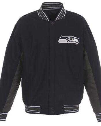 Seattle Seahawks Black and Gray Varsity Wool Jacket - Modajacket