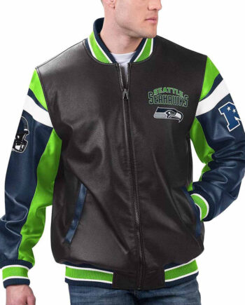 Seattle Seahawks Black Varsity Full-Zip Leather Jacket - Modajacket