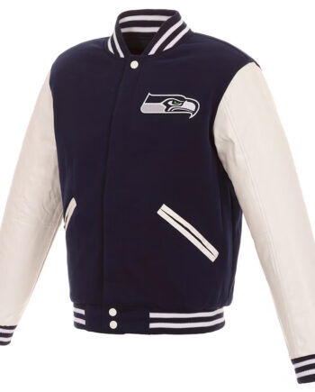 Seattle Seahawks Navy/White Varsity Jacket - Modajacket