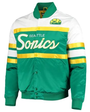 Green Seattle Supersonics Special Script Satin Jacket - Modajacket