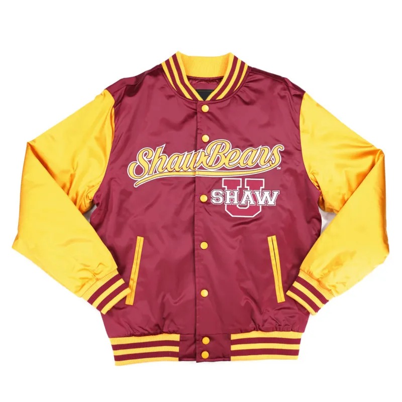 Shaw University Red & Gold Baseball Jacket 1 Shaw University Red & Gold Baseball Jacket - Modajacket