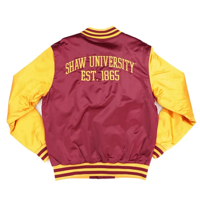 Shaw University Red & Gold Baseball Jacket 2 Shaw University Red & Gold Baseball Jacket