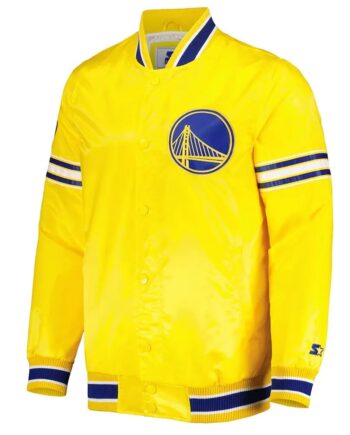 Golden State Warriors Slider Varsity Yellow Satin Jacket - Modajacket
