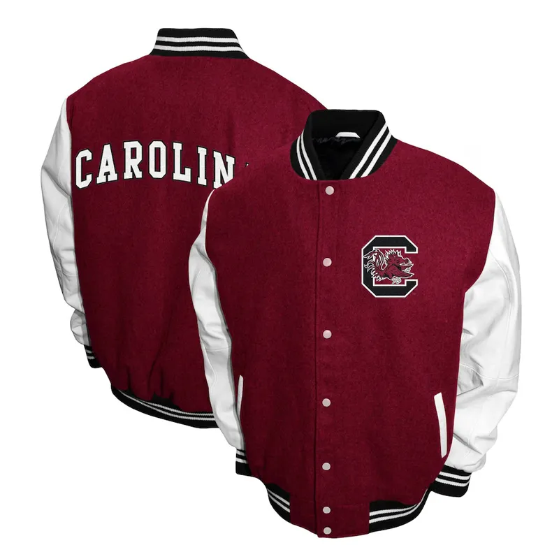 South Carolina Gamecocks Graduate Garnet and White Varsity Jacket 3 South Carolina Gamecocks Graduate Garnet and White Varsity Jacket
