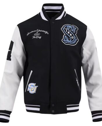 Southern University Jaguars Black and White Varsity Jacket - Modajacket