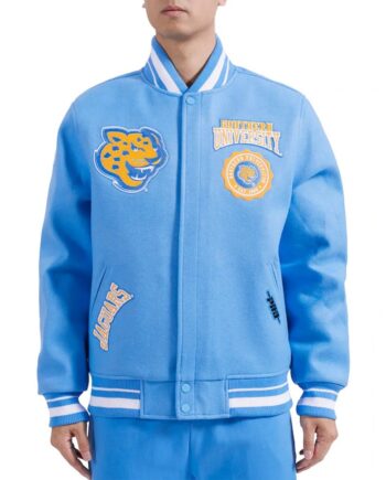 Southern University Jaguars Light Blue Crest Varsity Jacket - Modajacket