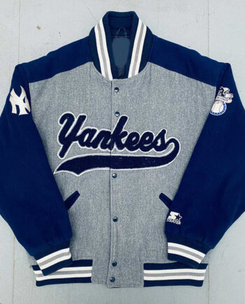 NY Yankees 1990s Script Spellout Varsity Jacket - Modajacket