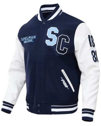 Spelman College Jaguars Varsity Navy and White Jacket - Modajacket