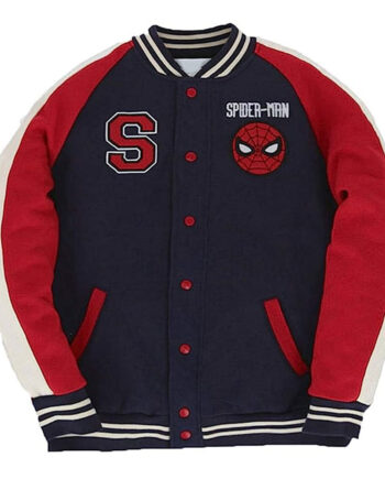 Spiderman Navy and Red Letterman Jacket - Modajacket