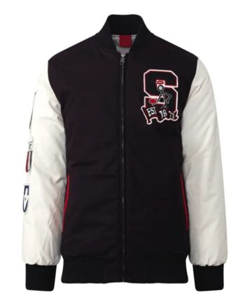 St Kilda Saints Collegiate Black and White Varsity Jacket - Modajacket