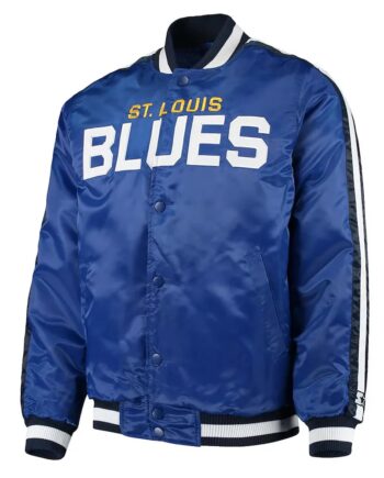 St. Louis Blues O-Line Blue Varsity Satin Jacket - Modajacket