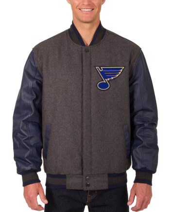 Charcoal and Navy St. Louis Blues Varsity Jacket - Modajacket