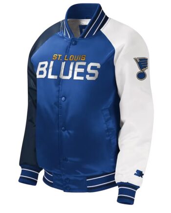 St. Louis Blues Youth Varsity Blue Satin Jacket - Modajacket