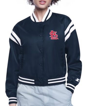 St. Louis Cardinals Printed Logo Varsity Satin Jacket - Modajacket