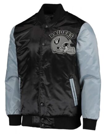 Las Vegas Raiders Starter Grey and Black Satin Jacket - Modajacket