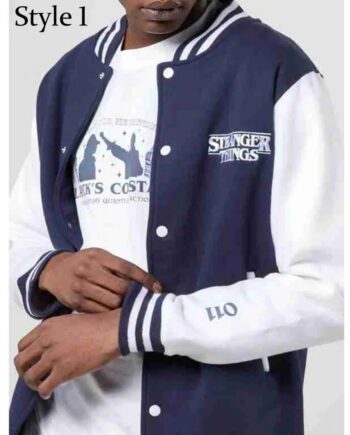 Varsity Friends Dont Lie Stranger Things Blue and White Jacket - Modajacket