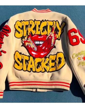 Strictly Stacked Playas Only Varsity Jacket - Modajacket