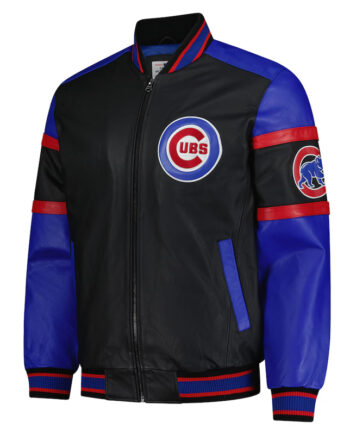 Chicago Cubs Black and Blue Varsity Leather Jacket - Modajacket
