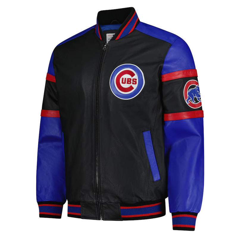 Chicago Cubs Black and Blue Varsity Leather Jacket 1 Chicago Cubs Black and Blue Varsity Leather Jacket - Modajacket