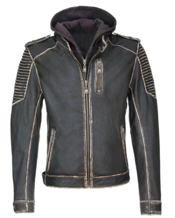 Joker Face The Killing Leather Jacket with Hoodie - Modajacket