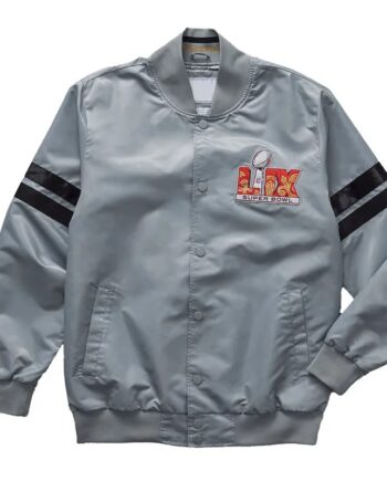 Super Bowl LIX Gray Varsity Satin Jacket - Modajacket