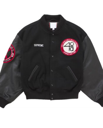 Supreme 40 Acres Malcolm X Black Varsity Jacket - Modajacket
