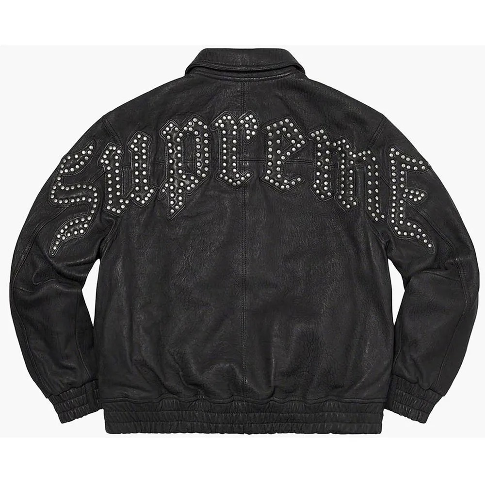 Supreme Pebbled Varsity Black Leather Jacket 2 Supreme Pebbled Varsity Black Leather Jacket