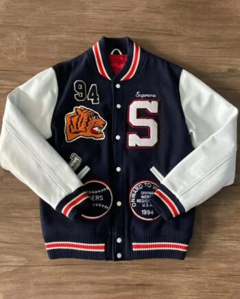 Supreme Tiger Varsity Navy Blue/White Jacket - Modajacket