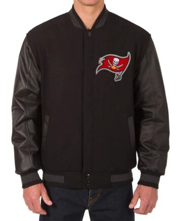 Tampa Bay Buccaneers Varsity Embroidered Black Jacket - Modajacket